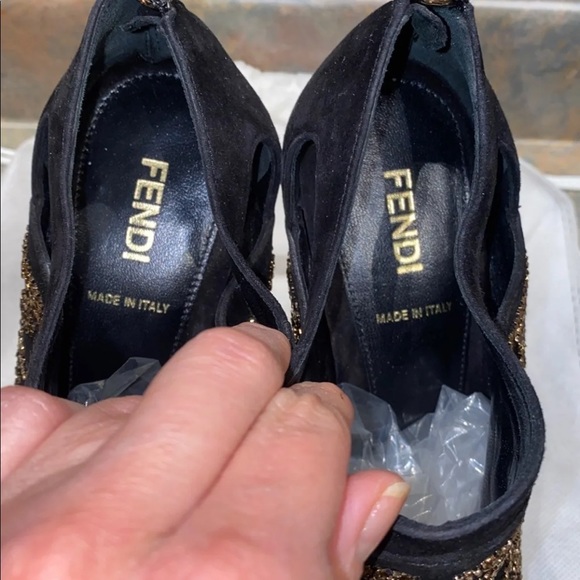 Authentic Fendi Embellished Platform Booties Size 37 - Picture 9 of 13